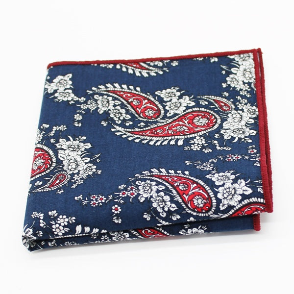 Grey with Blue Edge Pocket Square