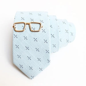 Gold Square Glasses Tie Clip