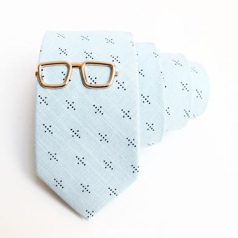 Gold Square Glasses Tie Clip