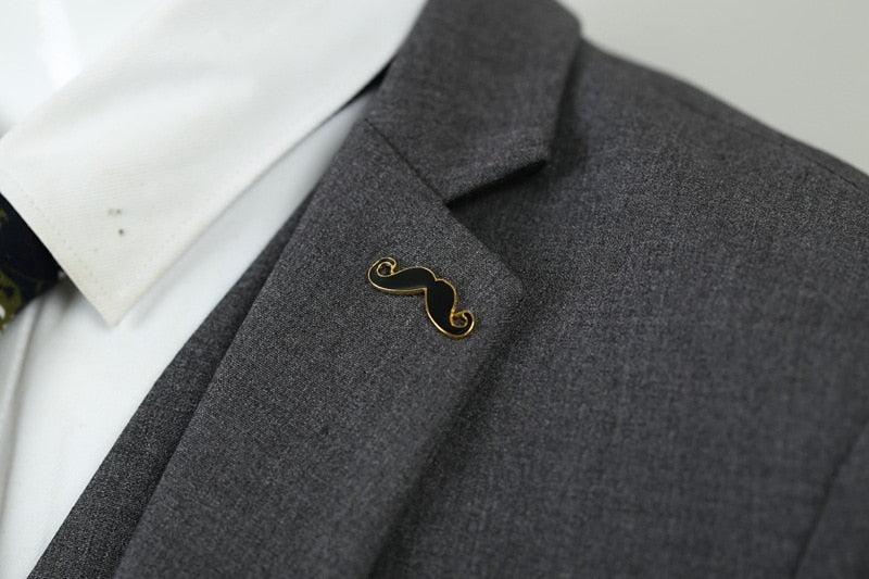 Enamel Black Moustache Lapel Pin