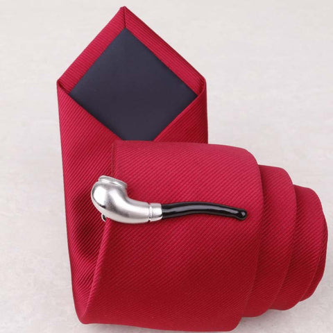 Silver Pipe Tie Clip