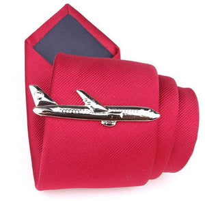 Silver Airplane Tie Clip
