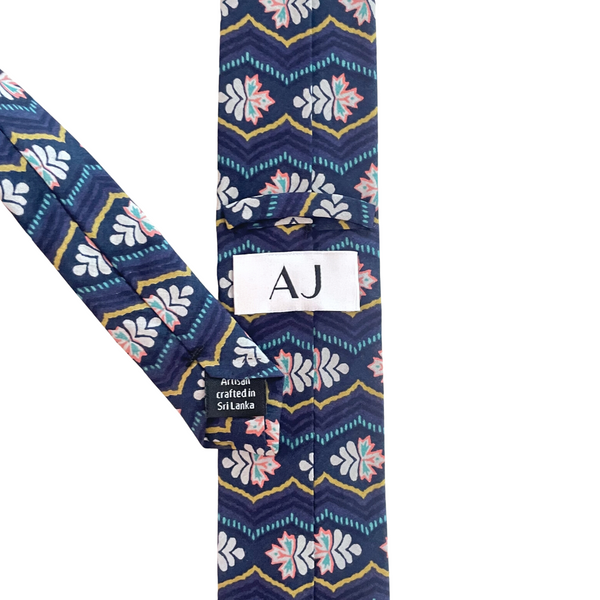Abstract Pine Cones etched on Dark Blue Skinny Tie
