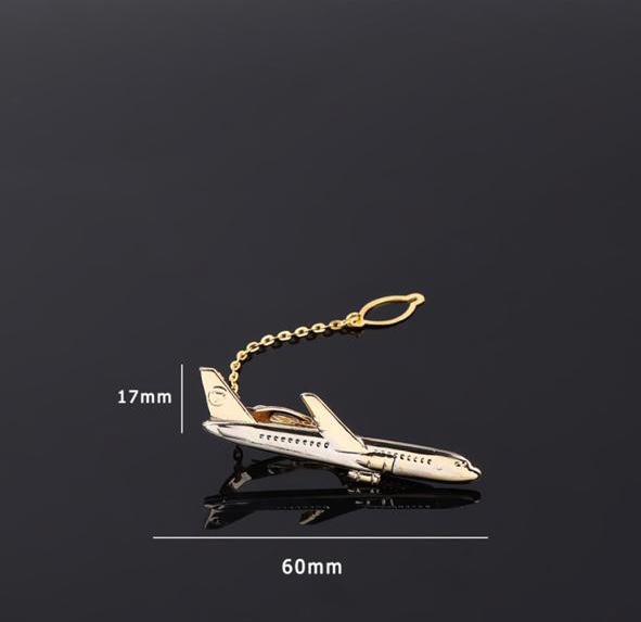 Gold Airplane Tie Clip