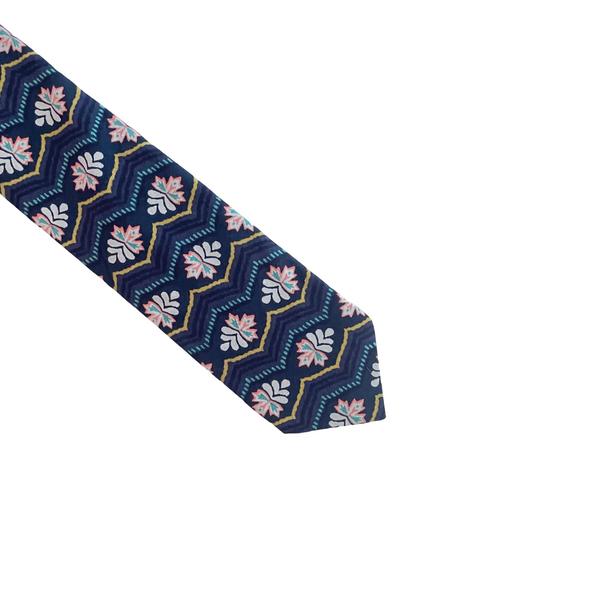 Abstract Pine Cones etched on Dark Blue Skinny Tie