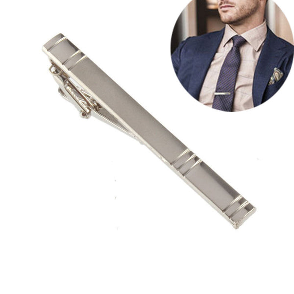 Silver Vintage Tie Clip with Button Chain