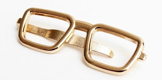 Gold Square Glasses Tie Clip