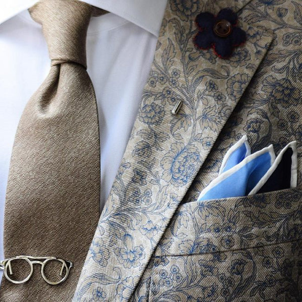 Silver Round Glasses Tie Clip