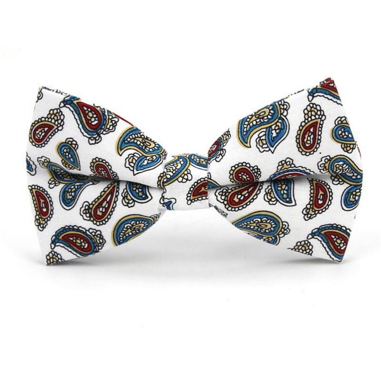 White Paisley Bow Tie