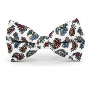 White Paisley Bow Tie