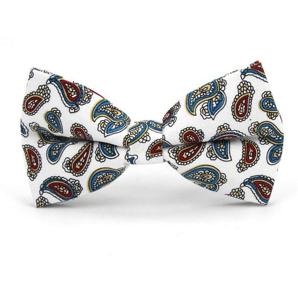 White Paisley Bow Tie