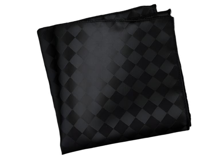 Black Ribbon Checks Pocket Square