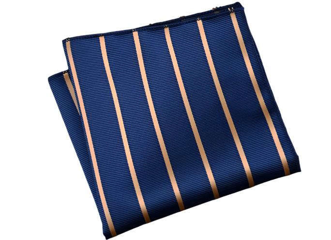 Champagne Stripes Blue Pocket Square