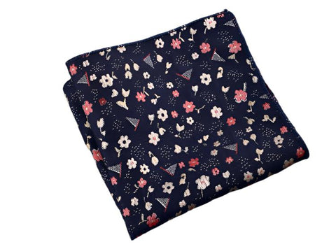 Flowers & Flag Blue Pocket Square