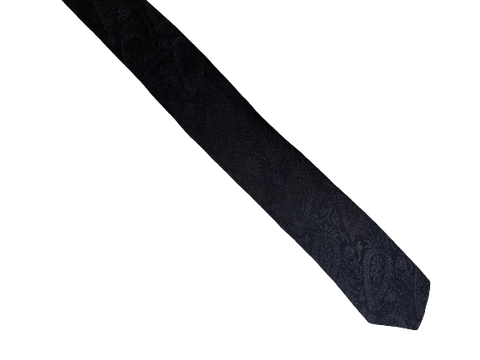 Black with Purple Accent Classic Paisley Design Skinny Tie