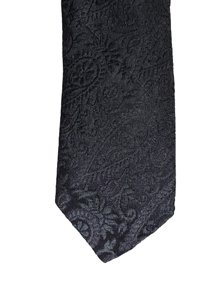 Black with Purple Accent Classic Paisley Design Skinny Tie