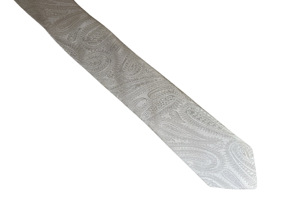 Off White Classic Paisley Design Skinny Tie