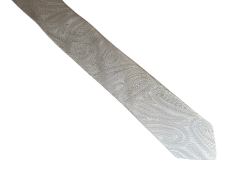 Off White Classic Paisley Design Skinny Tie