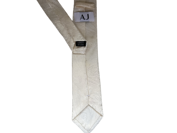 Off White Classic Paisley Design Skinny Tie