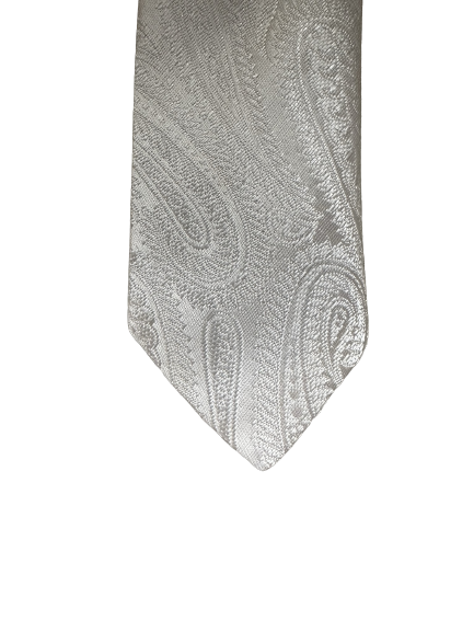 Off White Classic Paisley Design Skinny Tie