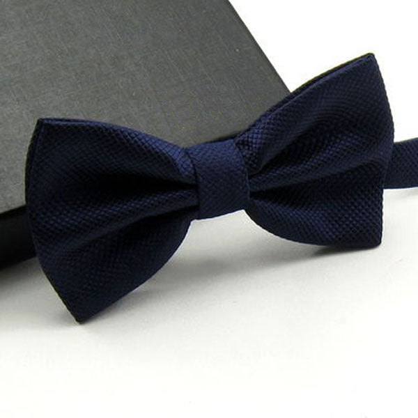 Dark Blue Textured Bow Tie