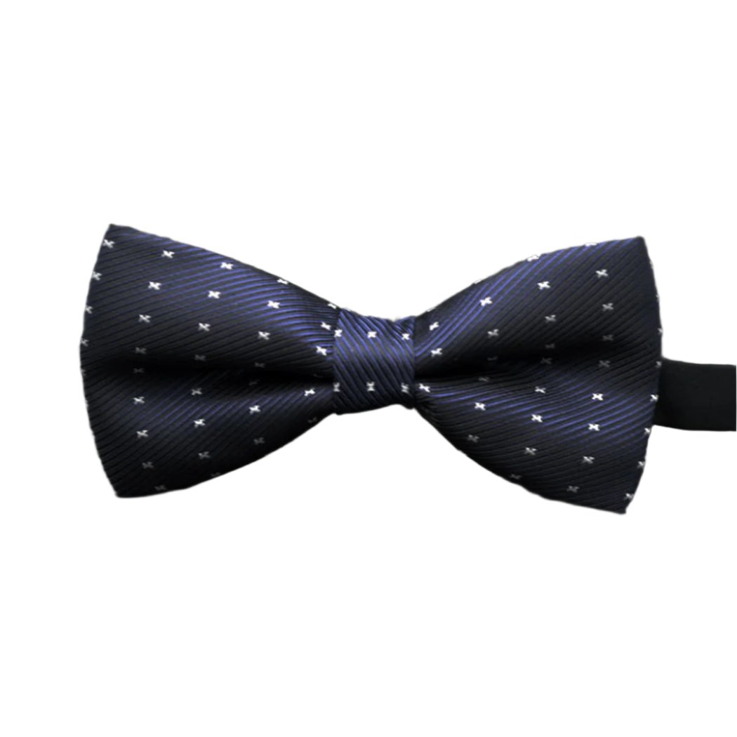 Navy Blue Textured Cross Print Bow Tie