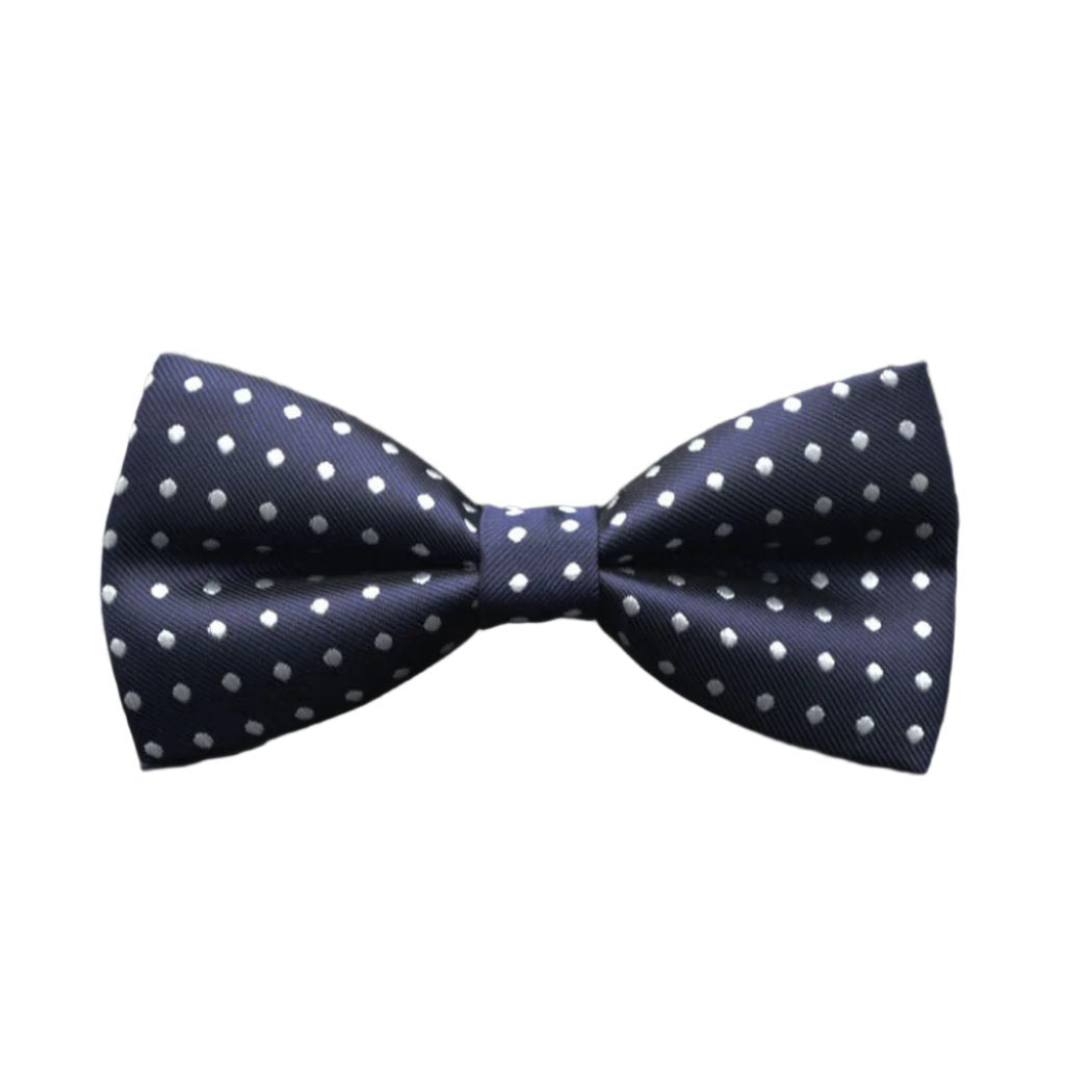 Navy Blue Polka Dots Bow Tie