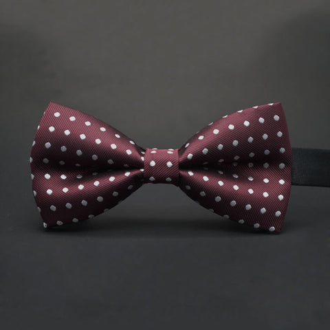 Wine Red Polka Dots Bow Tie