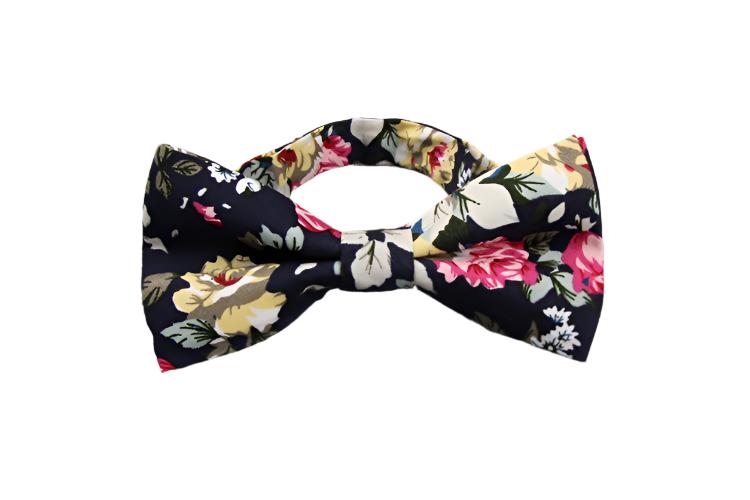 Pink and Blue Floral Bow Tie