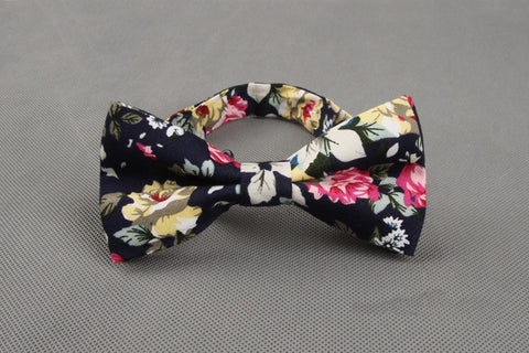 Pink and Blue Floral Bow Tie