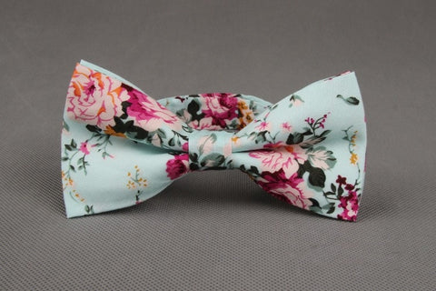 Baby Blue Floral Bow Tie