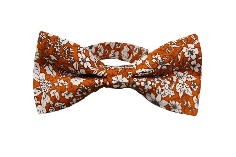 Orange Floral Bow Tie