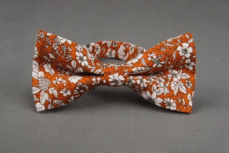 Orange Floral Bow Tie