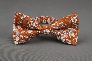 Orange Floral Bow Tie