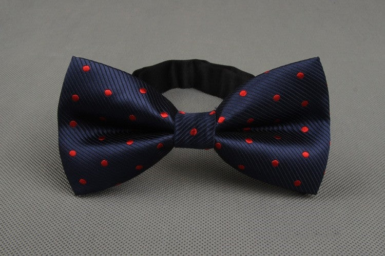 Navy Blue & Red Polka Dots Bow Tie