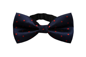Navy Blue & Red Polka Dots Bow Tie