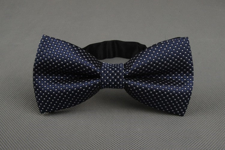 Navy Blue & Mini White Polka Dots Textured Bow Tie