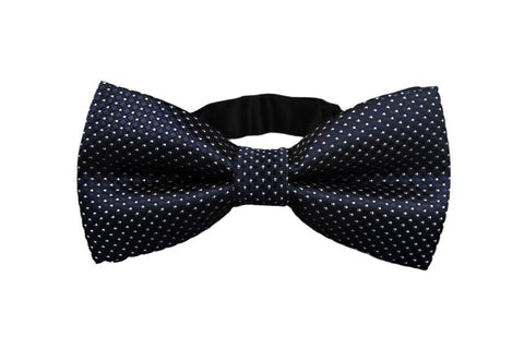 Navy Blue & Mini White Polka Dots Textured Bow Tie