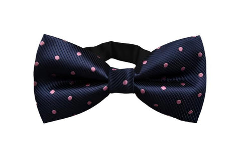 Navy Blue & Light Lilac Polka Dots Bow Tie