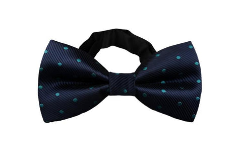 Navy Blue & Turquoise Polka Dots Bow Tie