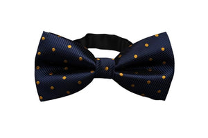 Navy Blue & Yellow Polka Dots Bow Tie