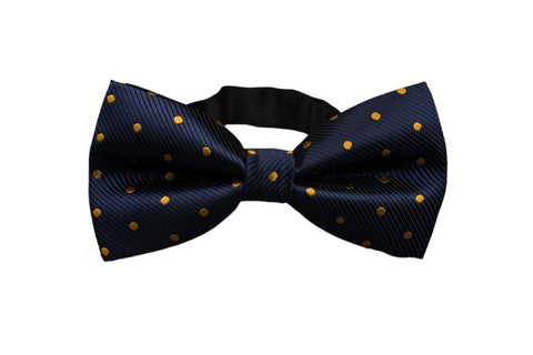 Navy Blue & Yellow Polka Dots Bow Tie