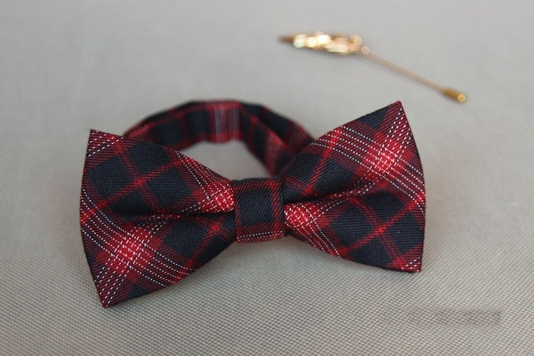 Red Plaid Bow Tie