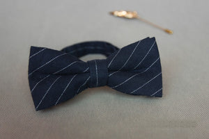 Dark Blue Pin Stripe Bow Tie