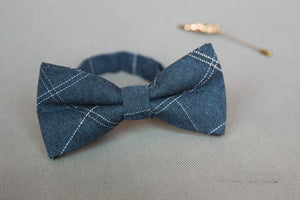 Blue Pin Stripe Bow Tie