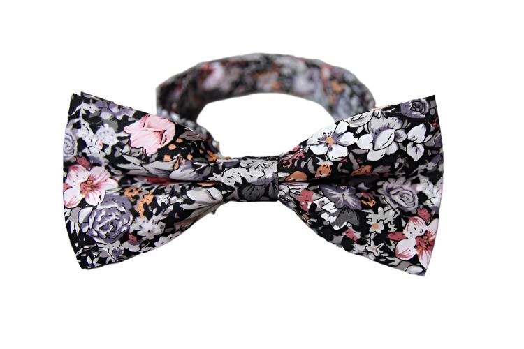 Grey & Pastels Floral Bow Tie