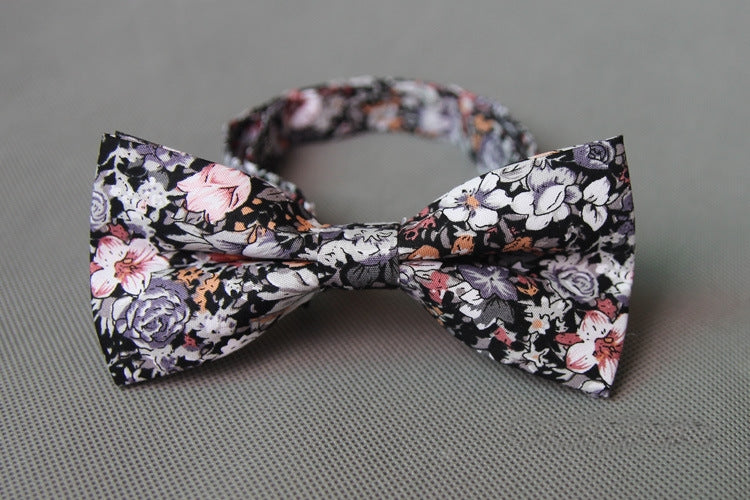 Grey & Pastels Floral Bow Tie