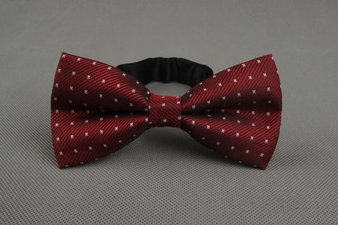 Wine Red Textured Cross Print Bow Tie