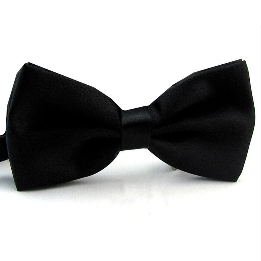 Black Satin Silk Tuxedo Bow Tie