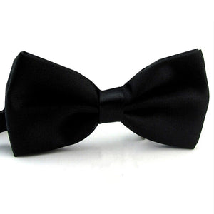 Black Satin Silk Tuxedo Bow Tie